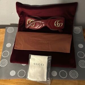 Gucci burgundy color oval shape women sunglasses